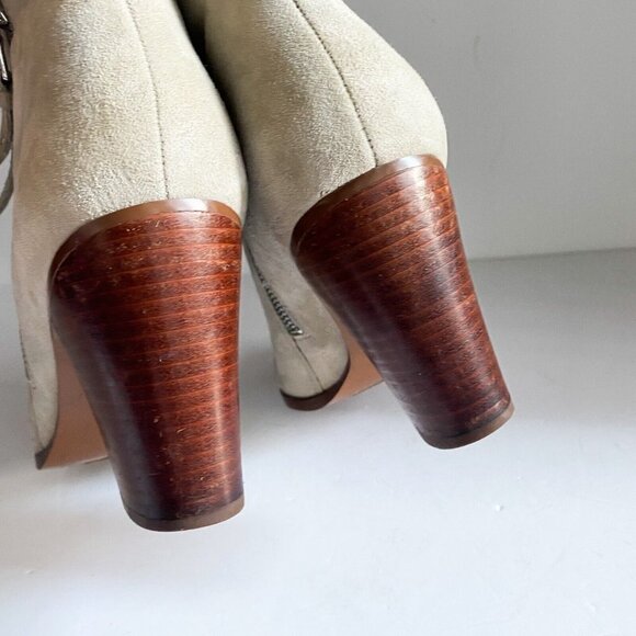 Lauren Ralph Lauren Bone Light Beige Suede Buttery Soft Double Zip Booties 9B - Picture 5 of 7